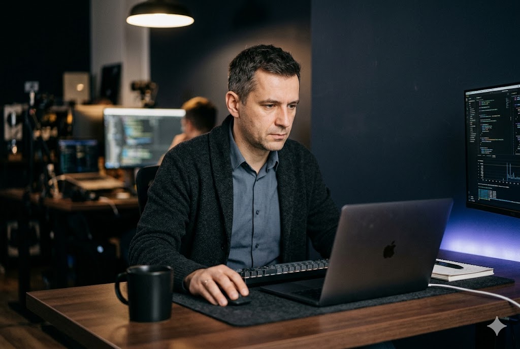 Dariusz Kowalski przy pracy – inżynier informatyk i trener AI